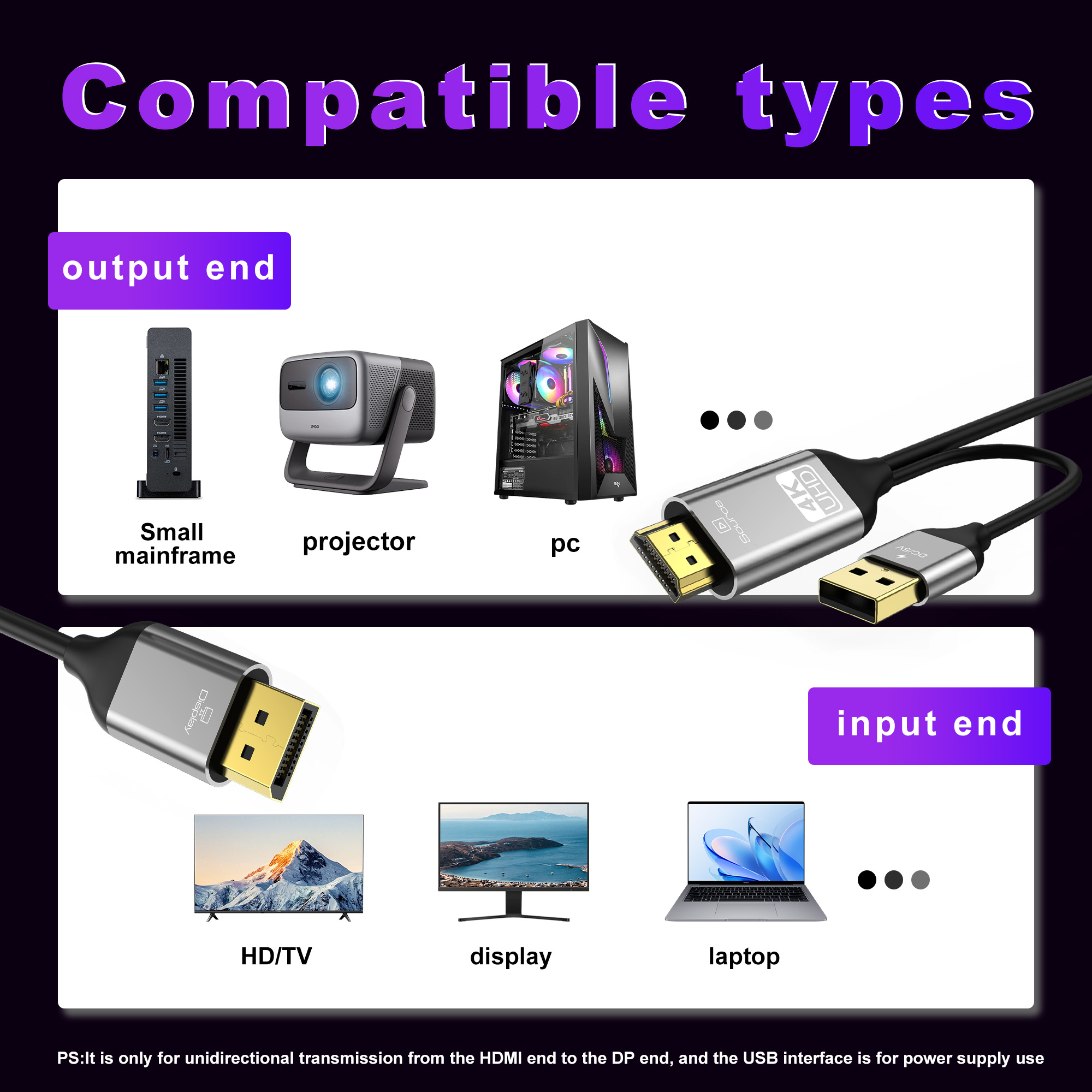 HDMI To DisplayPort Cable HDMI - Tablet Lap Desk ulasan dan harga